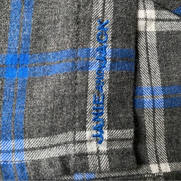 Janie and Jack Shirt Size 8 Boys Button Up Plaid Dress Gray Blue 100% Cotton EUC - Picture 14 of 16